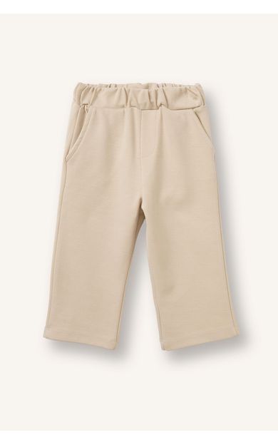 DeFacto Regular Fit Beli Lastikli Cepli Düz Paça Penye Pantolon Erkek Bebek Bej
