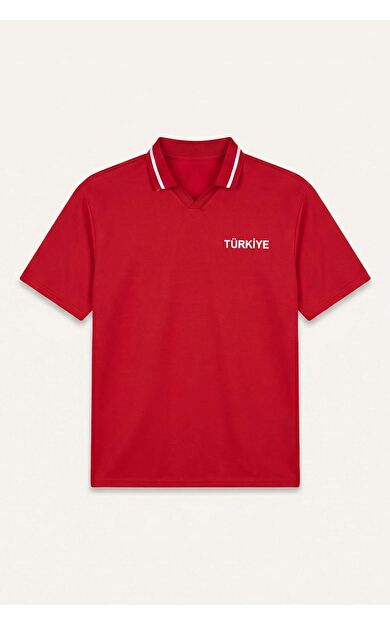 DeFacto Boxy Fıt Polo Yaka Slogan Desenli Kısa Kollu Polo Tişört