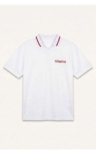 DeFacto Boxy Fıt Polo Yaka Slogan Desenli Kısa Kollu Polo Tişört