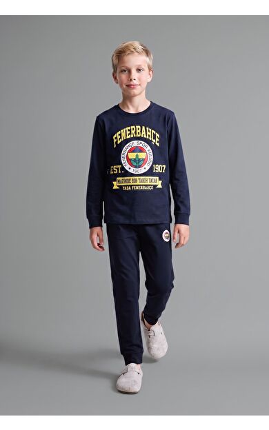 DeFacto Fenerbahçe Lisanslı Bisiklet Yaka Uzun Kollu Üst Jogger Alt Pijama Takımı Erkek Çocuk
