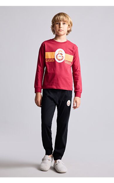DeFacto Galatasaray Baskılı Bisiklet Yaka Uzun Kollu 2'li Pijama Takımı Erkek Çocuk