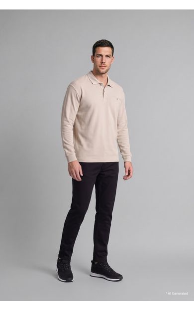DeFacto Regular Fit Düğmeli Polo Yaka Basic Sweatshirt Ekru
