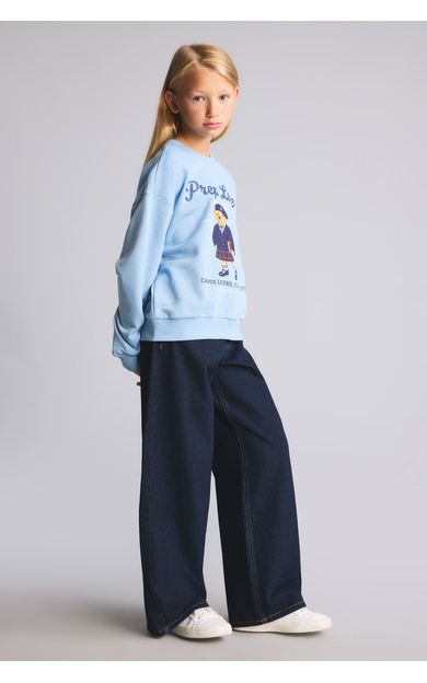 DeFacto Baggy Fit Ekstra Konforlu ve Dökümlü Jean Pantolon Kız Çocuk Mavi I2059A826AUNM34