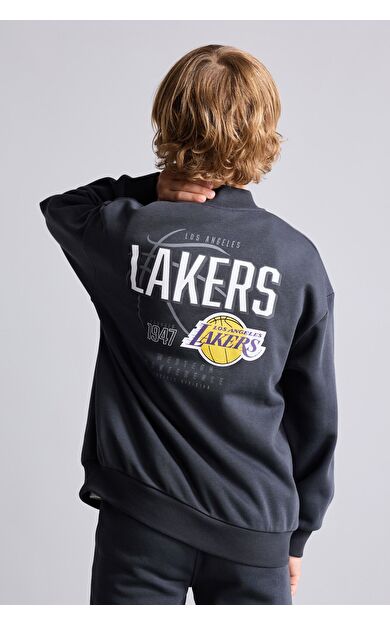 DeFacto NBA Los Angeles Lakers Bisiklet Yaka Sweatshirt Hırka Erkek Çocuk