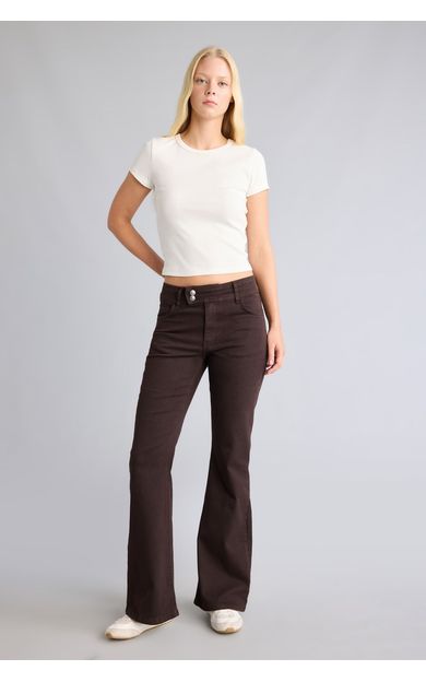 DeFacto Çift Düğmeli Flare Fit Normal Bel Standart Boy Gabardin Pantolon