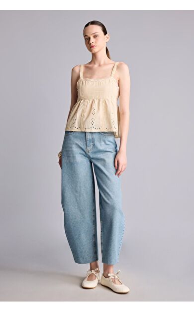 DeFacto %100 Pamuk Barrel Fit Normal Bel Jean Pantolon