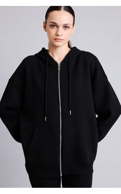 DeFacto Oversıze Kapüşonlu Kalın Sweatshirt Kumaşı Hırka