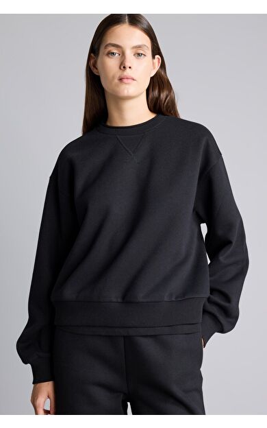 DeFacto Relax Fıt Bisiklet Yaka Kalın Kumaş Sweatshirt