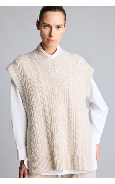 DeFacto Relaxed Fit V Yaka Saç Örgü Triko Yelek