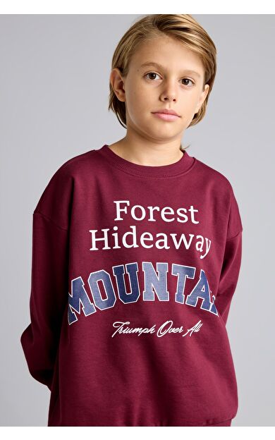 DeFacto Overshirt Fit Bisiklet Yaka Baskılı Sweatshirt Erkek Çocuk