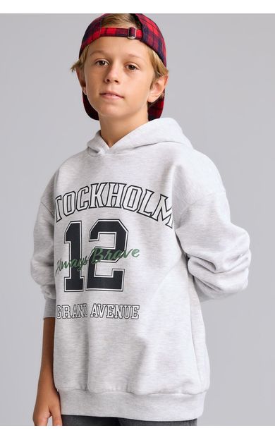 DeFacto Overshirt Fit Kapüşonlu İçi Yumuşak Tüylü Baskılı Sweatshirt Erkek Çocuk