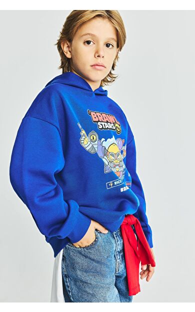 DeFacto Brawl Stars Bisiklet Yaka İçi Yumuşak Tüylü Kalın Sweatshirt Erkek Çocuk