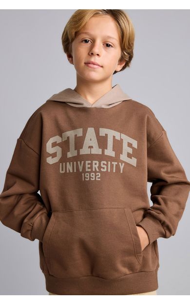 DeFacto Overshırt Fıt Kapüşonlu İçi Yumuşak Tüylü Kalın Sweatshirt Erkek Çocuk