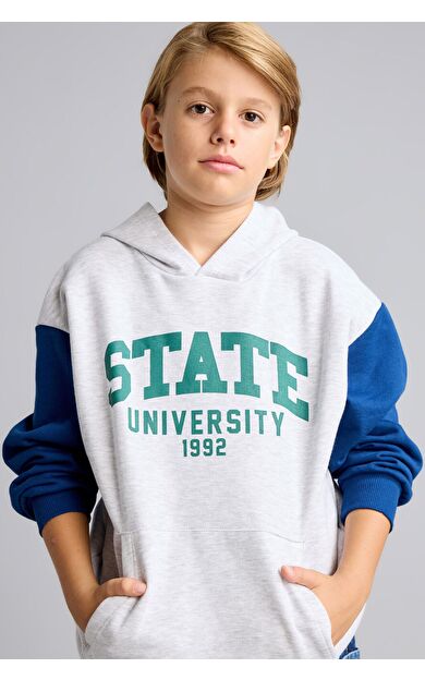 DeFacto Overshırt Fıt Kapüşonlu İçi Yumuşak Tüylü Kalın Sweatshirt Kumaşı Sweatshirt Erkek Çocuk