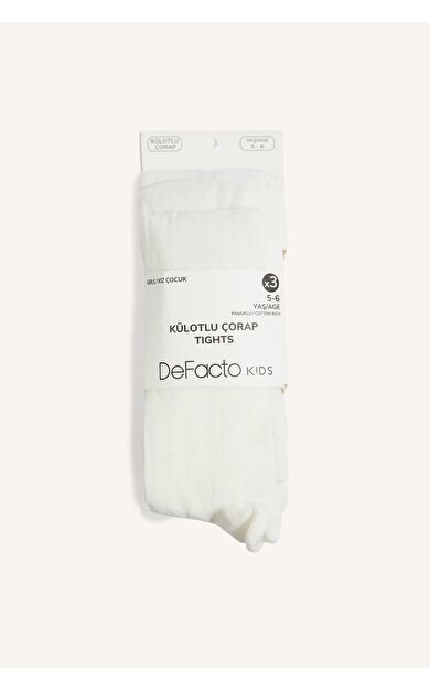 DeFacto 3'lü Paket Pamuklu Düz Külotlu Çorap Kız Çocuk