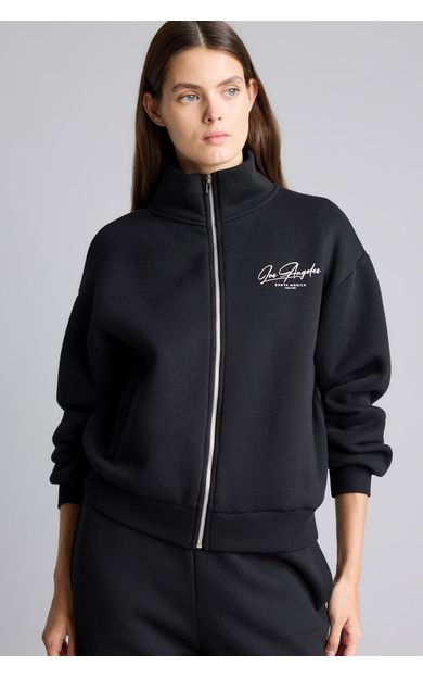 DeFacto Regular Fit Yarım Balıkçı Yaka Fermuarlı Baskılı Kalın Sweatshirt Hırka