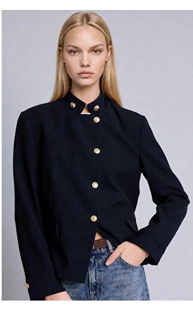 DeFacto Regular Fıt Dik Yaka Blazer Ceket