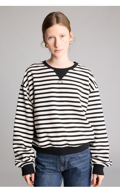 DeFacto Relax Fıt Bisiklet Yaka Kalın Sweatshirt Kumaşı Sweatshirt