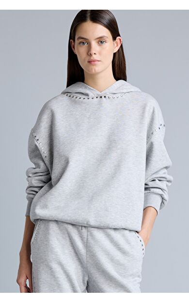 DeFacto Boxy Fıt Kapüşonlu İşlemeli Kalın Sweatshirt