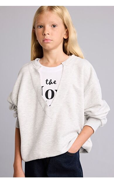 DeFacto Relax Fıt Bisiklet Yaka Sweatshirt Kız Çocuk