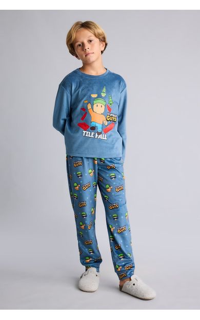 DeFacto Stumble Guys Baskılı Kadife 2'li Pijama Takımı Erkek Çocuk