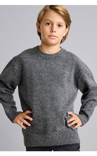 DeFacto Oversize Bisiklet Yaka Triko Basic Kazak Erkek Çocuk