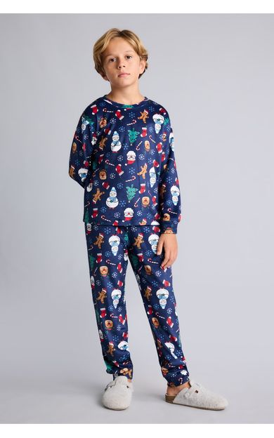 DeFacto Desenli Kadife 2'li Pijama Takımı Erkek Çocuk