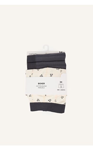DeFacto Regular Fıt Desenli Beli Lastikli 3'lü Boxer