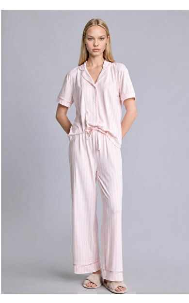 DeFacto Regular Fıt Kısa Kollu 2'li Softshell Pembe Pijama Takımı