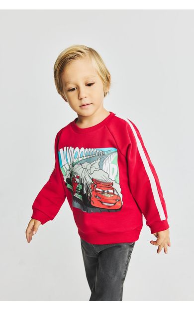 DeFacto Cars Baskılı Şerit Detaylı Oversize Erkek Bebek Sweatshirt