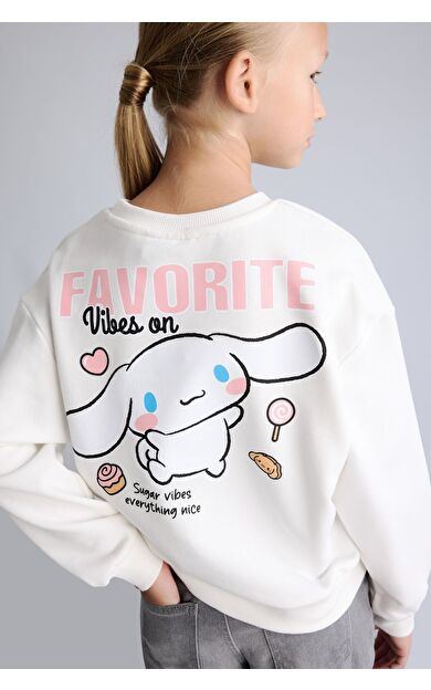 DeFacto Cinnamoroll Relax Fıt Bisiklet Yaka Sweatshirt Kız Çocuk