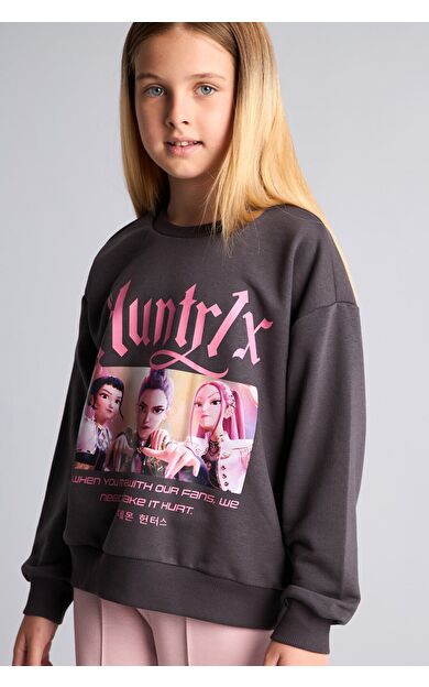 DeFacto Kpop - Demon Hunters Relax Fıt Bisiklet Yaka Sweatshirt Kız Çocuk