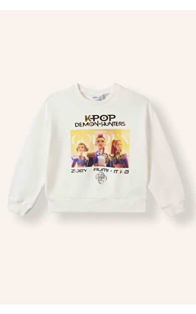 DeFacto Kpop - Demon Hunters Relax Fıt Bisiklet Yaka Sweatshirt Kız Çocuk