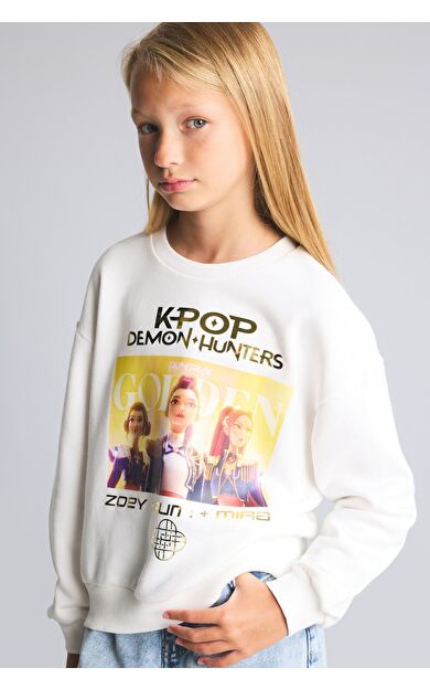 DeFacto Kpop - Demon Hunters Relax Fıt Bisiklet Yaka Sweatshirt Kız Çocuk