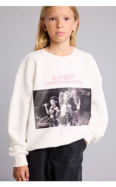 DeFacto Kpop - Demon Hunters Relax Fıt Bisiklet Yaka Sweatshirt Kız Çocuk