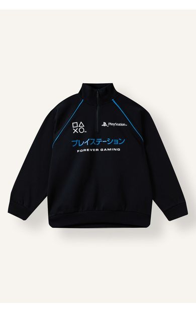 DeFacto PlayStation Oversize Dik Yaka Yarım Fermuarlı Baskılı Sweatshirt Erkek Çocuk