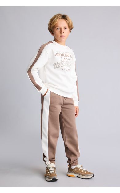 DeFacto Baskılı ve Şerit Detaylı Sweatshirt Üst Lastikli Paça Alt 2'li Takım Erkek Çocuk
