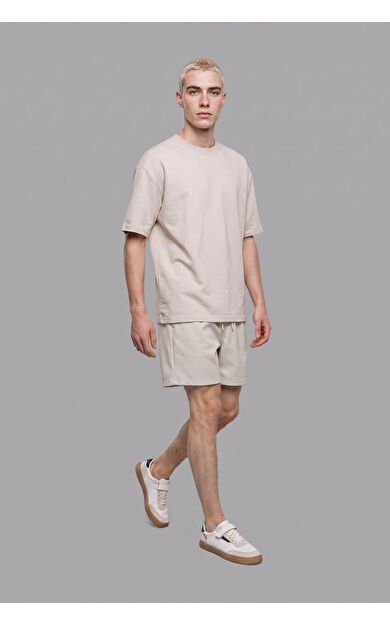 DeFacto Beli Lastikli Bağcıklı Baggy Fit Şort