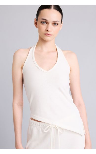 DeFacto Fitted Asimetrik Kesim Halter Yaka Jakarlı Basic Atlet
