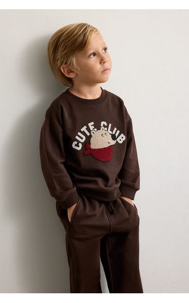 DeFacto Oversize Ayıcık Aplikeli Sweatshirt Erkek Bebek