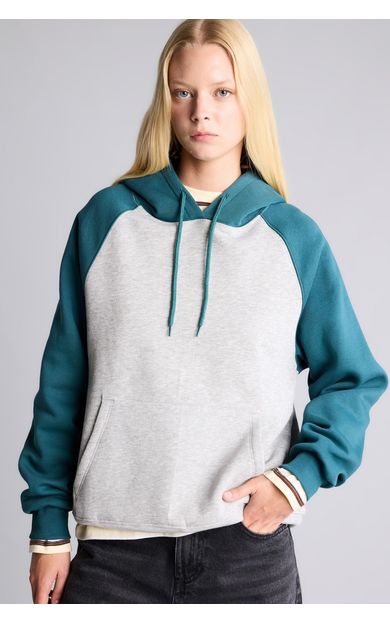 DeFacto Oversize Kapüşonlu Reglan Kollu Kanguru Cepli Kalın Basic Sweatshirt