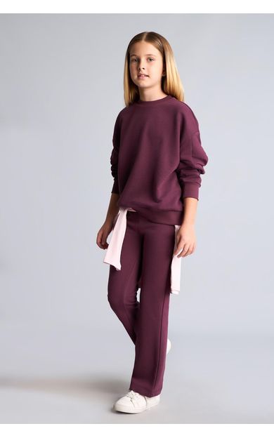 DeFacto Bisiklet Yaka Sweatshirt ve Nervürlü Pantolon Kız Çocuk 2'li Takım