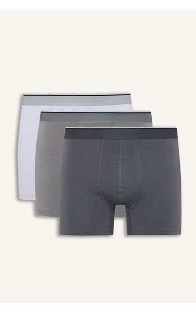 DeFacto Regular Fıt Şal Desenli Beli Lastikli 3'lü Boxer Antrasit