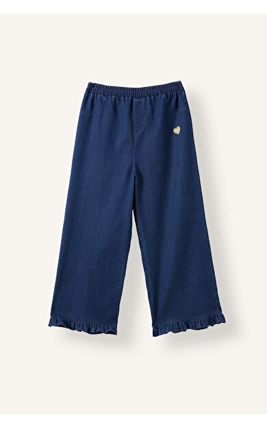 DeFacto Fırfır Paçalı Kalp Nakışlı Wide Leg Pantolon Kız Bebek