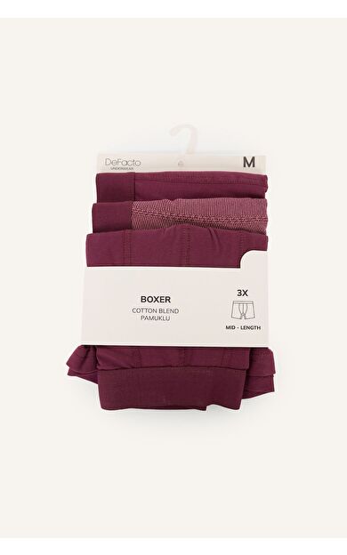 DeFacto Regular Fit Çizgili Dokulu Beli Lastikli Pamuklu 3'lü Boxer