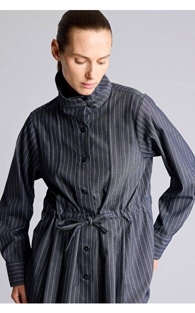 DeFacto Regular Fit Çizgili Beli Bağcıklı Jean Görünümlü Tunik