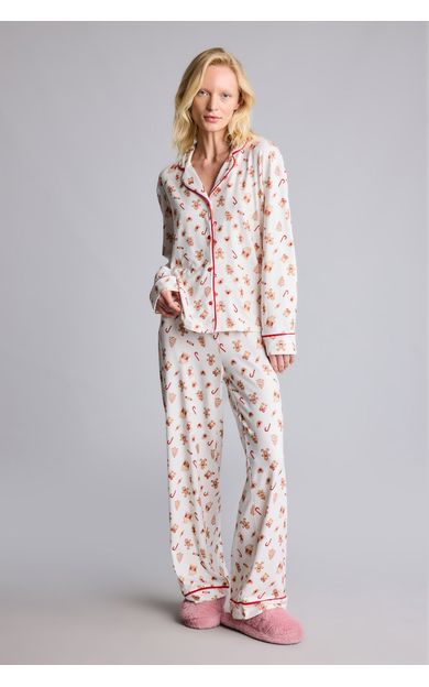 DeFacto Regular Fıt Uzun Kollu Desenli Softshell Pijama Takımı