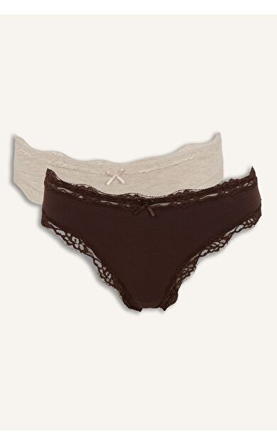 DeFacto Fiyonk ve Dantel Detaylı Ribana 2'li Slip Külot