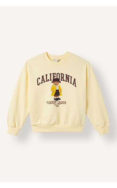 DeFacto Relax Fıt Bisiklet Yaka Hayvan Baskılı Sweatshirt Kız Çocuk