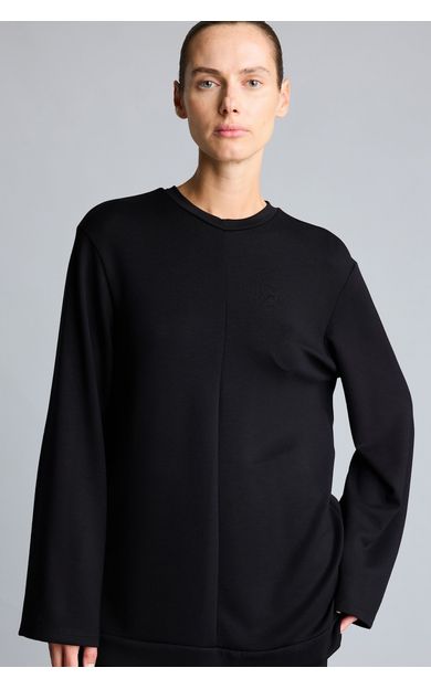 DeFacto Regular Fit Bisiklet Yaka Önü Dikiş Detaylı Uzun Kollu Tunik Basic Sweatshirt Siyah